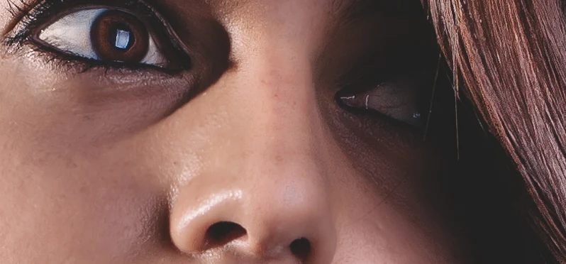Eye Bags lightens dark circles; lashes and texture kept — before