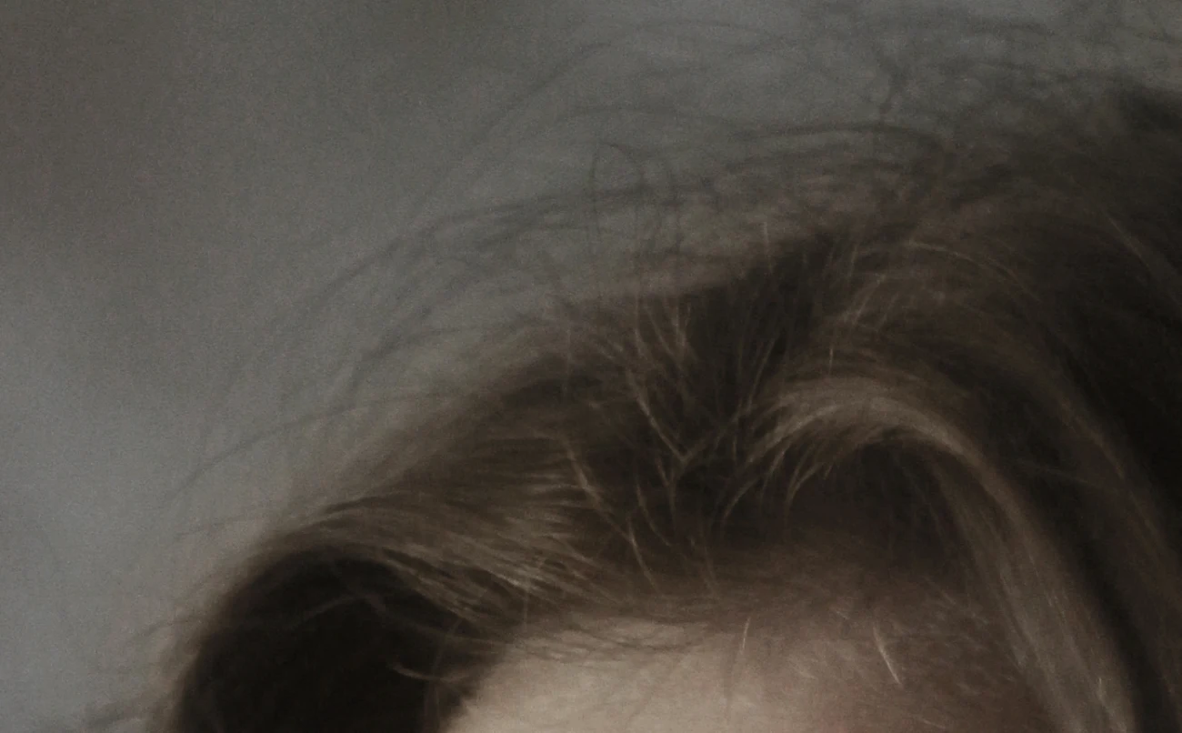 Hair removes flyaway strands (sensitivity 0.9); the hair itself is untouched — before